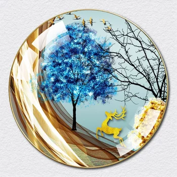 Tranh Tròn Tráng Gương Hươu Vàng Nghệ Thuật 12