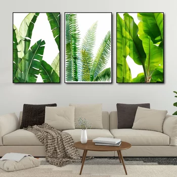 Bộ 3 tranh dán tường 3 chiếc lá xanh 2