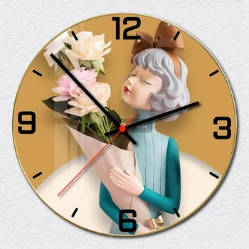 Vintage Uhr Mädchen und Rose 3