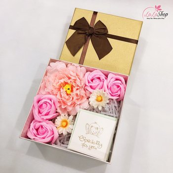 Set hộp quà tặng lời chúc ngọt ngào kèm hoa