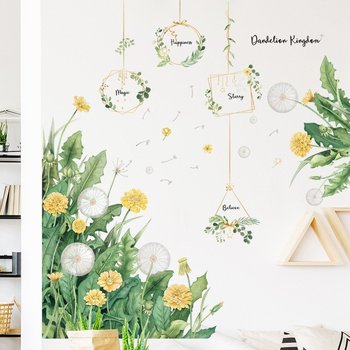 Decal dán tường bụi cỏ xanh và vòng treo