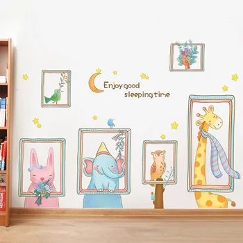 Decal dán tường khung ảnh động vật
