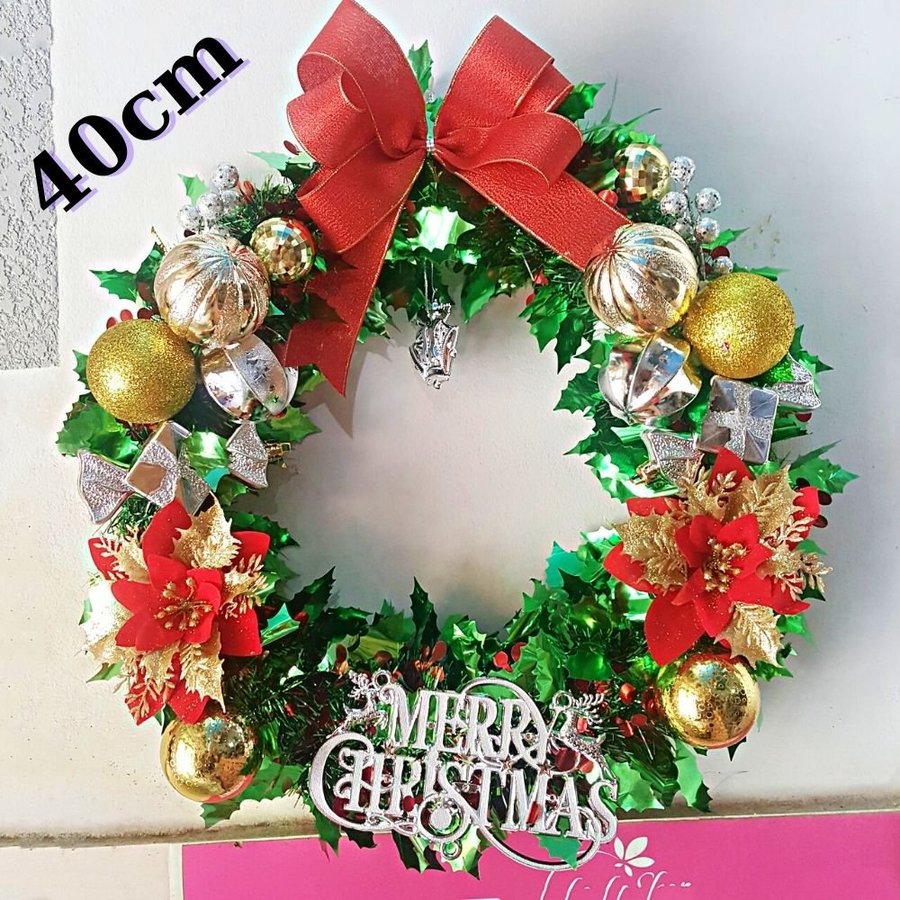 Vòng Nguyệt Quế Trang Trí Noel Merry Christmas 30 - 40cm