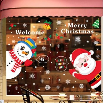 Decal 2 mặt trang trí noel người tuyết và ông già noel 4