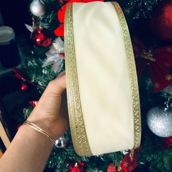 Cuộn ruy băng trơn viền vàng trang trí noel