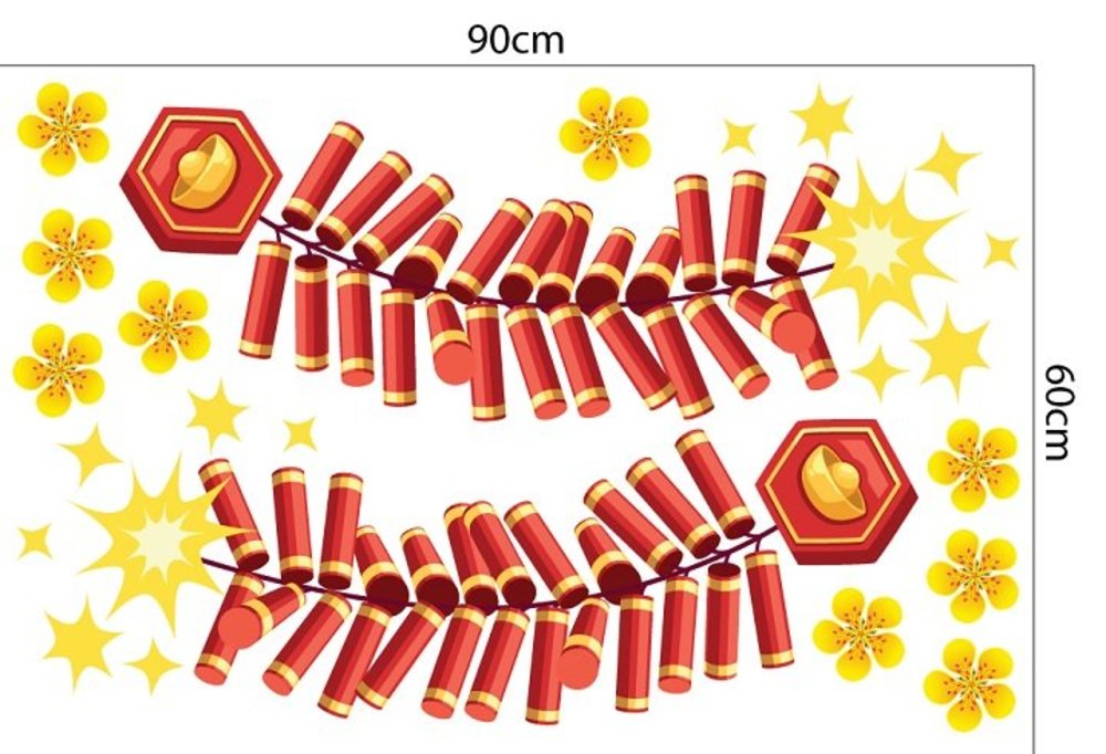 Combo Decal Trang Trí Tết Lân Vàng Đón Tài Lộc 2025