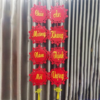 Cặp liễn dán câu đối 1m4 Chúc mừng năm mới - An khang thịnh vượng
