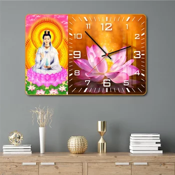 Tranh đồng hồ treo tường tráng gương Phật Quan Âm Bồ Tát