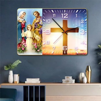 Tranh đồng hồ treo tường tráng gương Thiên chúa 13