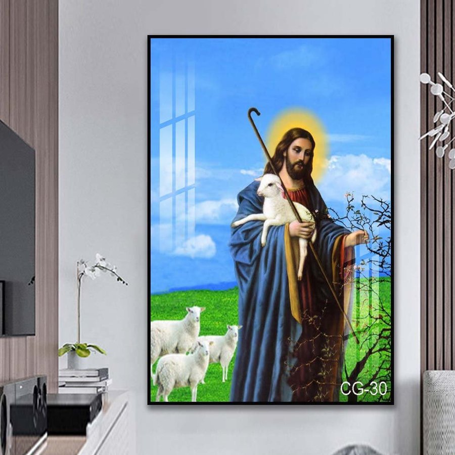 Tranh Treo Tường Chúa Giêsu Bên Đàn Cừu Trên Đồng Cỏ
