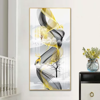 Tranh dán tường nghệ thuật hươu vàng 1 tấm