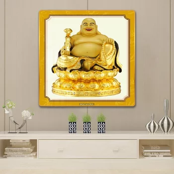 Tranh đồng 1 bức Phật Di Lặc dát vàng 2