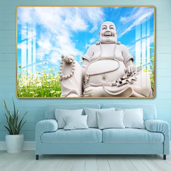 Tranh dán tường Phật Di Lặc trên nền trời xanh
