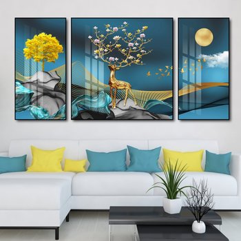 Tranh treo tường hươu vàng sừng hoa