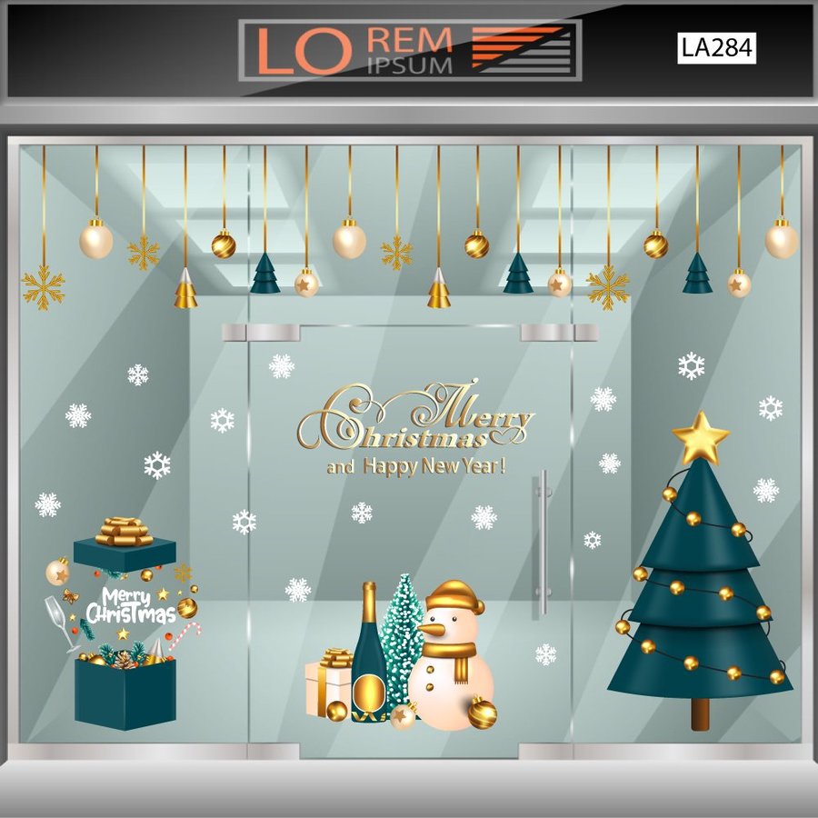 Combo Decal Trang Trí Noel Người Tuyết Và Cây Thông Xanh