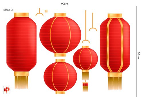 Combo Decal Trang Trí Tết Thần Tài Chúc Mừng Năm Mới