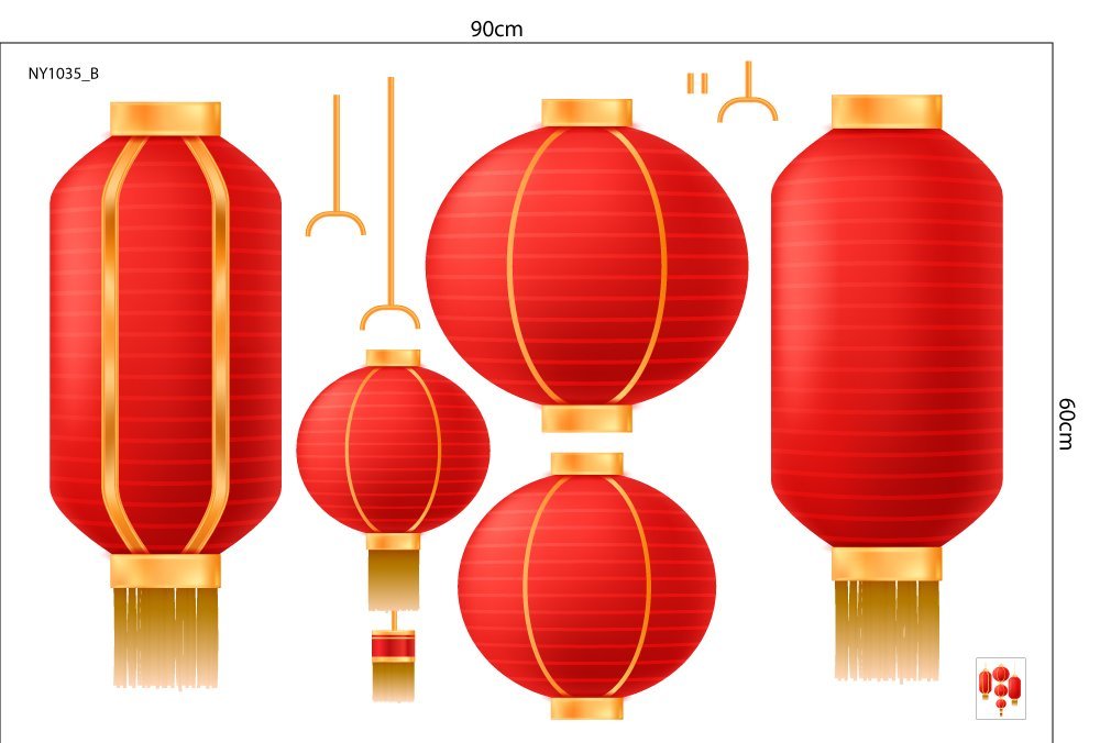 Combo Decal Trang Trí Tết Thần Tài Chúc Mừng Năm Mới