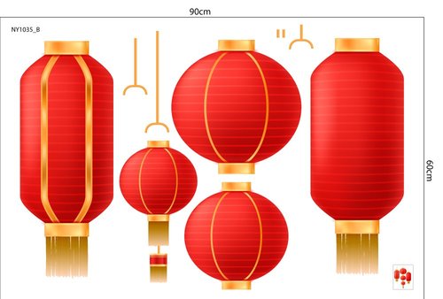 Combo Decal Trang Trí Tết Thần Tài Chúc Mừng Năm Mới