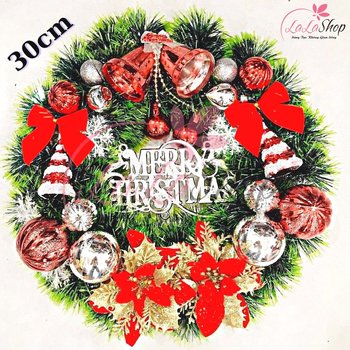 Vòng nguyệt quế trang trí Noel Merry Christmas 15 - 30cm