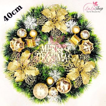 Vòng Nguyệt Quế Trang Trí Noel Merry Christmas 16 - 40cm