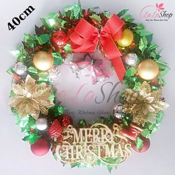 Vòng Nguyệt Quế Trang Trí Noel Kèm Chữ Merry Christmas 24 - 40cm