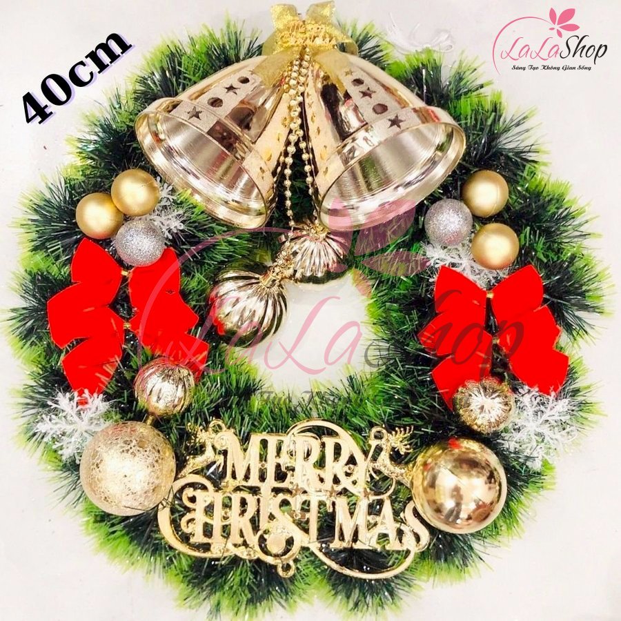 Vòng Nguyệt Quế Trang Trí Noel Merry Christmas 17 - 40cm