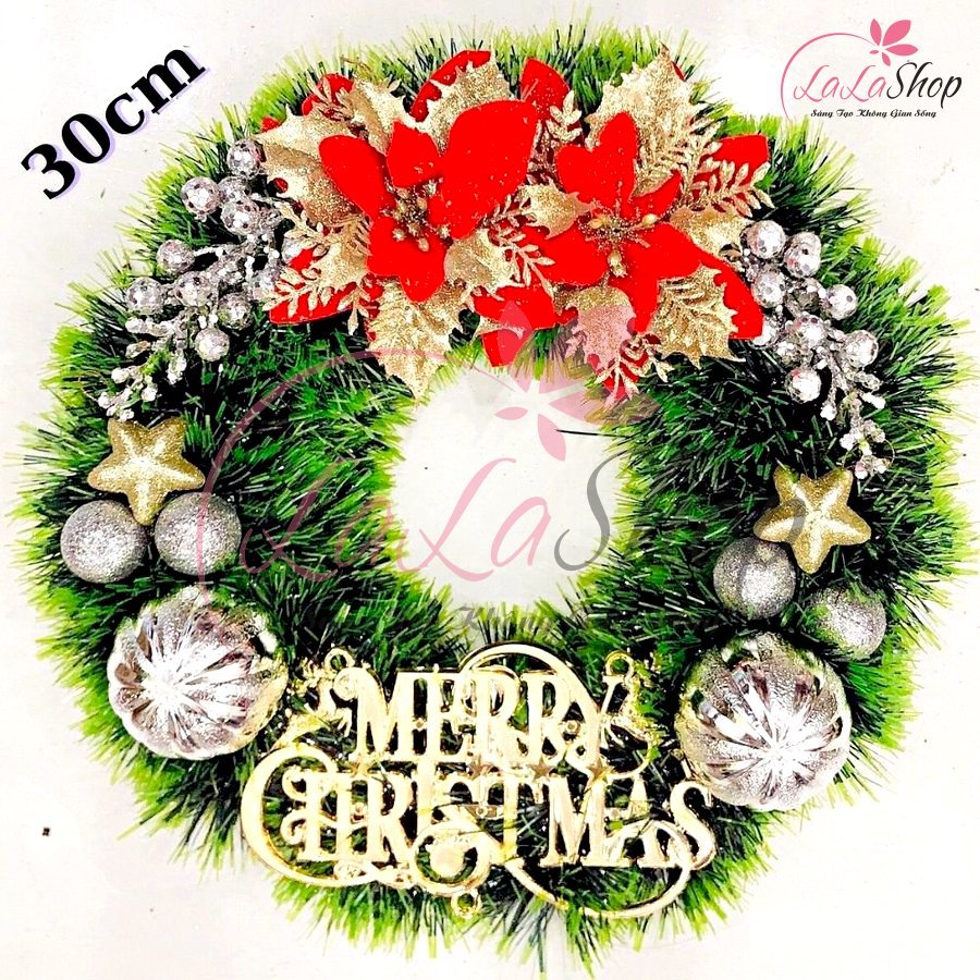 Vòng Nguyệt Quế Trang Trí Noel Mery Christmas 18 - 30cm