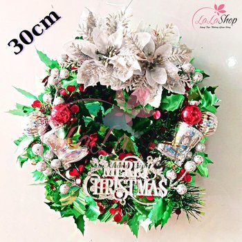 Vòng Nguyệt Quế Trang Trí Noel Kèm Chữ Merry Christmas 25 - 30cm