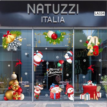 Combo Decal Trang Trí Noel Ông Già Noel Và Những Người Bạn Vui Vẻ Mẫu 2