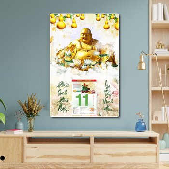 Lịch tết tranh tráng gương treo tường Phật Di Lặc 06 2023