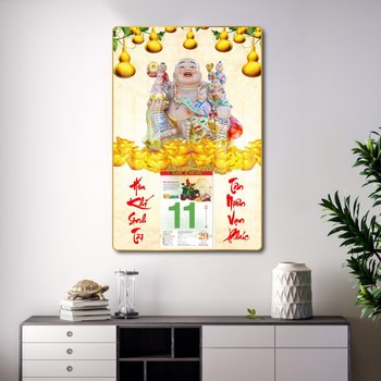 Neujahrskalender mit Spiegelbildern von Maitreya Buddha 07 2023