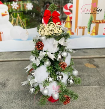 Mini-Weihnachtsbaum 60 cm, weiße Farbe, komplettes Zubehör, Modell 15