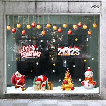 Combo Decal Trang Trí Noel Ông Già Noel Và Người Tuyết Quàng Khăn Đỏ