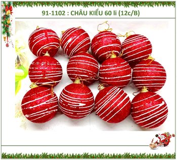 Combo 12 quả châu đỏ 6cm họa tiết trang trí cây thông noel