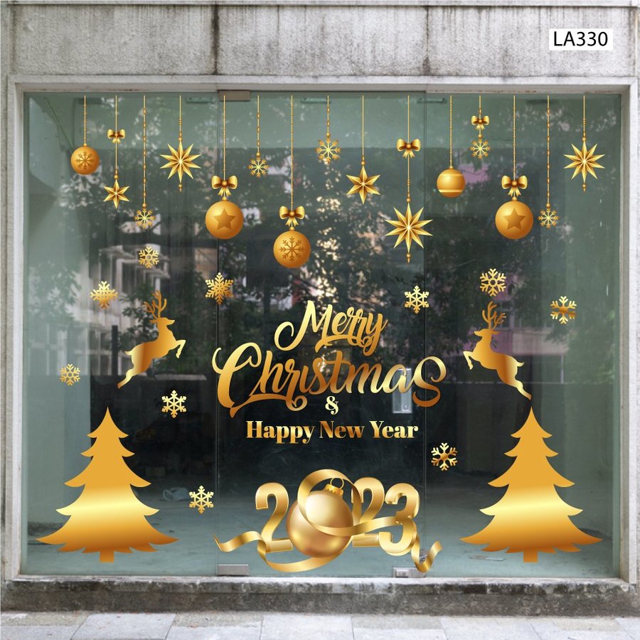 Combo Decal Trang Trí Noel Merry Christmas And Happy New Year 2023