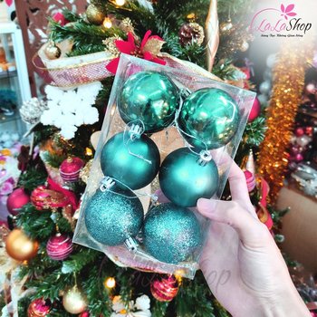 Hộp châu 6cm sắc xanh trang trí cây thông noel