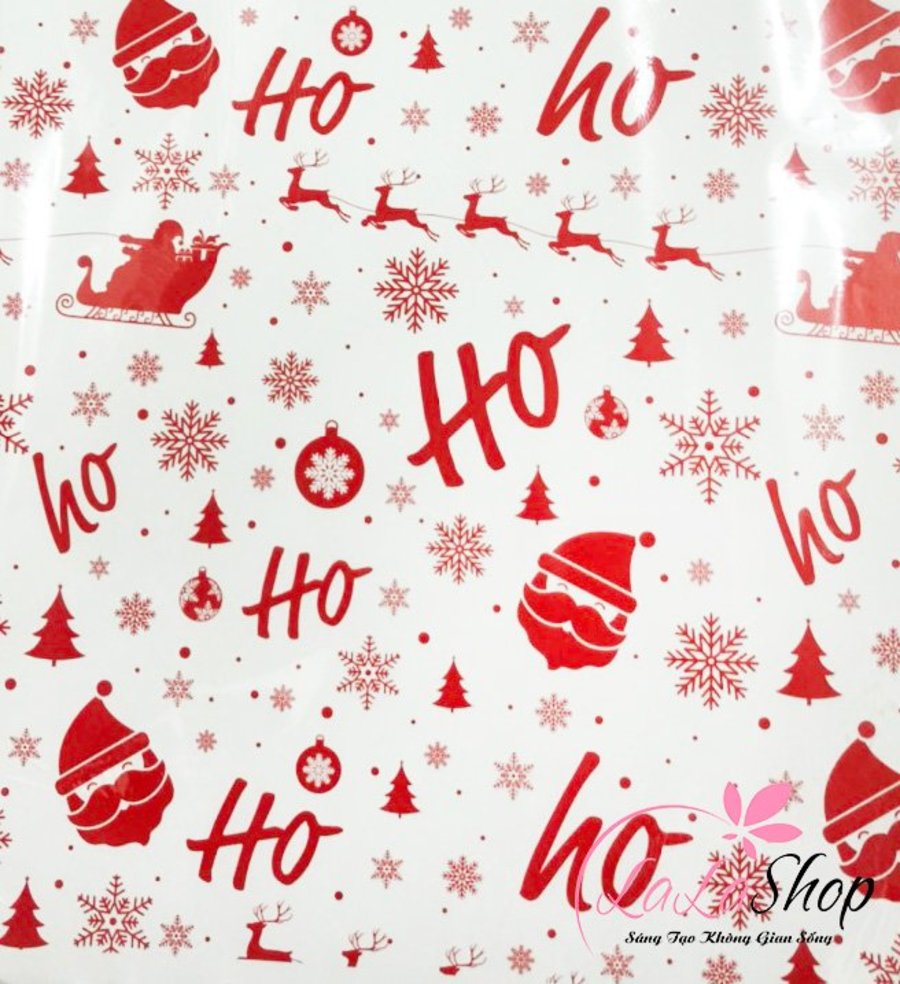 Giấy gói quà sắc đỏ họa tiết noel trang trí giáng sinh