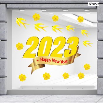 Decal Trang Trí Tết Happy New Year 2023 Mẫu 3
