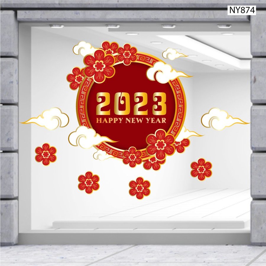 Decal Trang Trí Tết Happy New Year 2023 Mẫu 7
