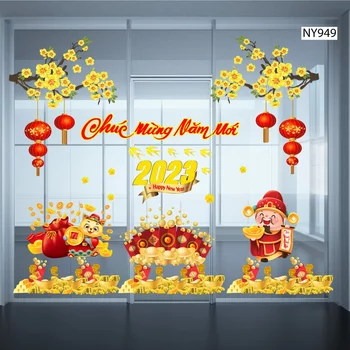 Combo Decal Trang Trí Tết Chúc Mừng Năm Mới 2023 Tài Lộc Thịnh Vượng