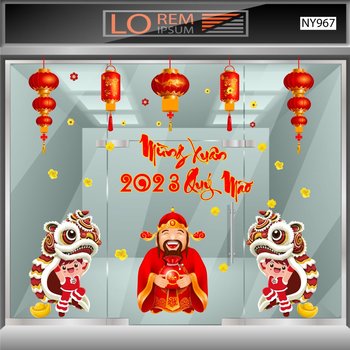 Combo-Aufkleber-Dekoration für den Neujahrs-Löwentanz zur Begrüßung des Glücksgottes 2023