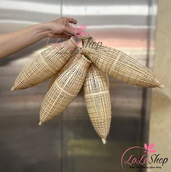 Giỏ tre mô hình trang trí tiểu cảnh tết
