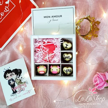 Hộp Socola tình nhân trái tim đỏ chữ i love you