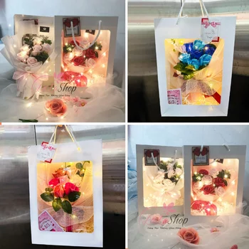 Geschenktüte mit 7 duftenden Blumen Wachs mit LED-Leuchten