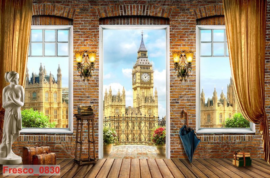 Tranh Dán Tường Phong Cảnh Châu Âu Tháp Đồng Hồ Big Ben