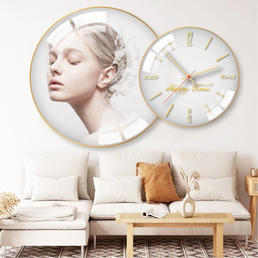 Tranh Đồng Hồ Treo Tường UV Pha Lê Bóng Cô Gái Nghệ Thuật 6