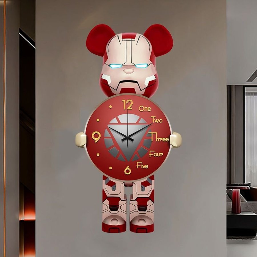 Tranh Đồng Hồ Treo Tường Nhân Vật Gấu Bearbrick Tráng Gương UV 12