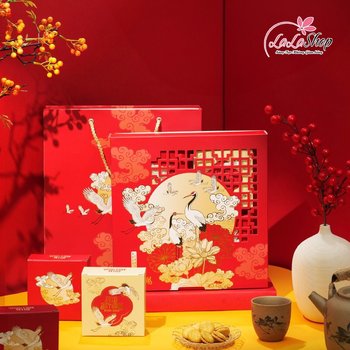 Hộp 4 bánh trung thu Thiên Hạc Sum Vầy mẫu 2 - Đỏ