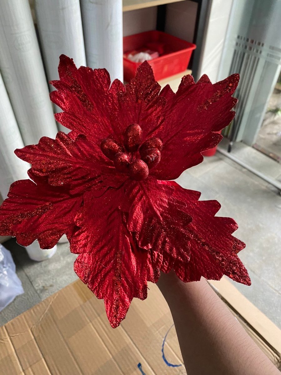 Hoa Trạng Nguyên Cao Cấp Kim Tuyến Trang Trí Noel 056