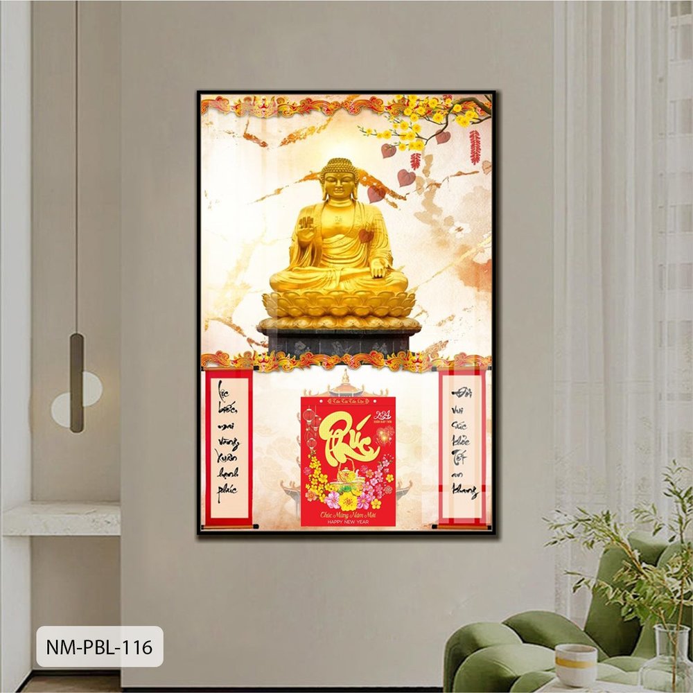 Lịch Tết Tranh Tráng Gương Treo Tường Tượng Phật May Mắn